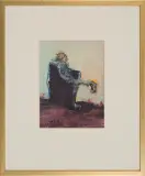 Alicja Wahl, W fotelu, 1995, pastel, gwasz, akwarela, tusz pióro, papier