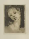 Léonor Fini, Portret dziewczyny, litografia, papier kremowy