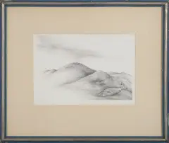 Roger Loewig, Pejzaż z rybą, 1975, litografia, papier