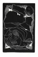 Stanisław Dawski, Ex libris Aliny i Czesława Centkiewiczów, linoryt, papier