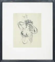 Zygmunt Menkes, Kobieta z owocami, tusz pióro, papier kremowy