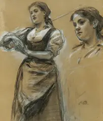 Aleksander Gierymski, SZKICE DO OBRAZU ANIOŁ PAŃSKI, ok. 1889, ołówek, kredka czarna, tusz, gwasz