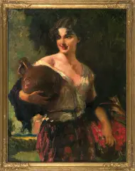 Leopold Schmutzler, DZIEWCZYNA Z DZBANEM, olej, płótno