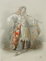 Stanisław Chlebowski, KOBIETA W STROJU ORIENTALNYM, 1858, ołówek, akwarela, gwasz, papier