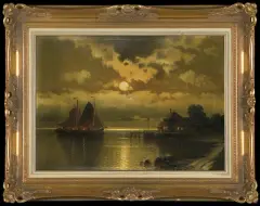 Carl Bertold, NOKTURN. KSIĘŻYC NAD WODĄ, olej, płótno