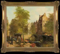 Gerhard Dickmeis, TARG NA KWIATY W AMSTERDAMIE, olej, płótno