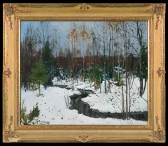 Stanisław Żukowski, STRUMIEŃ LEŚNY ZIMĄ, 1926, olej, płótno
