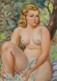 AKT NA TLE ZIELENI, OK. 1940 by Stanisław Żurawski, olej, płótno, sold Mar 2012