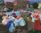 WIEJSKIE WESELE by Jacek Pałucha, 2011, olej, płótno, sold Mar 2012