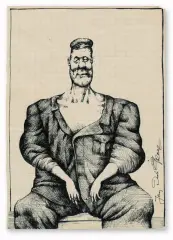 Jerzy Duda-Gracz, Portret chorego fachowca, atrament pióro, papier zeszytowy w kratkę