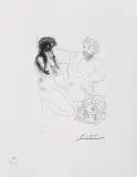 Pablo Picasso, Rzeźbiarz i klęcząca modelka, serigrafia, papier
