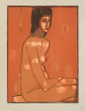 Akt by Jerzy Nowosielski, 1997, serigrafia barwna, papier kremowy, sold Feb 2012