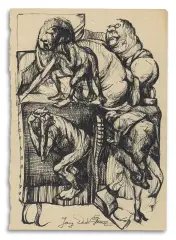 Postaci by Jerzy Duda-Gracz, atrament pióro, papier zeszytowy w kratkę, sold Jan 2012