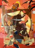 Filip Gruszczyński, Trzej królowie, 2011, olej, płótno, collage