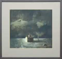 Łukasz Huculak, Kompozycja z domem, 2003, technika mieszana, papier