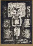 Jan Lebensztejn, Figura osiowa, tusz pióro, pędzel, papier milimetrowy
