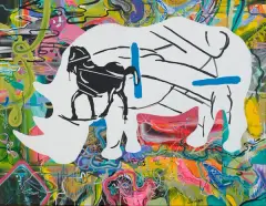 Robert Listwan, Cesarskie cięcie, 2010, akryl, płótno