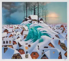 Zimowa fala by Jacek Yerka, 2005, giclée, papier, sold Jan 2012