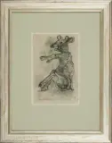 Jan Lebensztejn, POSTAĆ ZWIERZĘCA SIEDZĄCA, 1965, tusz, papier milimetrowy