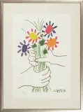 KWIATY by Pablo Picasso, 1958, litografia barwna, papier, sold Dec 2011