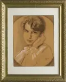 Wilhelm Wachtel, IRMA, PORTRET MŁODEJ KOBIETY, 1916, pastel, kredka, akwarela, papier