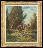 Karl Mohr, WYJAZD NA POLOWANIE, olej, płótno