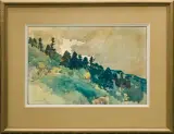 Leon Wyczółkowski, PEJZAŻ TATRZAŃSKI, 1917, akwarela, kredka, papier,