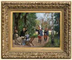 Wojciech Kossak, NA KWATERĘ. SPOTKANIE Z PRZYSZŁĄ ŻONĄ, 1889, olej, płótno