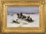 Bohdan Kleczyński, POLOWANIE Z CHARTAMI, 1884, olej, płótno