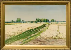 PEJZAŻ Z WOLI RAFAŁOWSKIEJ by Stanisław Masłowski, 1923, akwarela, ołówek, karton, offered Dec 2011
