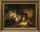 Alexandre Louis Lion, SCENA WE WNĘTRZU OBERŻY, 1847, olej, deska mahoniowa