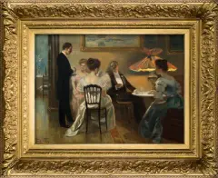 Frederick Vezin, WIECZÓR W SALONIE, olej, płótno