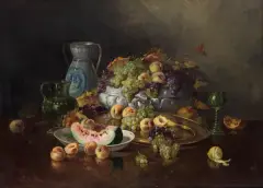 Anton Raufer-Redtwitz, MARTWA NATURA Z OWOCAMI, olej, płótno