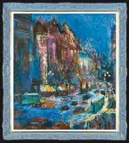 PARYŻ. RUE SAINT DENIS O ZMROKU by Jan Szancenbach, 1997, olej, płótno, sold Dec 2011