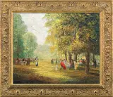 Alexander Thiele, OGRÓDEK PIWNY W MONACHIUM, olej, płótno