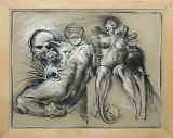 KOMPOZYCJA by Franciszek Starowieyski, 1996, pastel, węgiel, papier, sold Dec 2011
