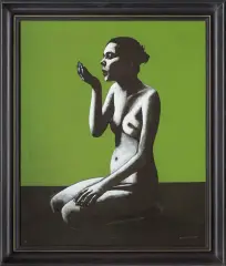 Antoni Fałat, AKT NA ZIELONYM TLE, 1988, akryl, płótno