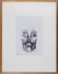 Zdzisław Beksiński, Głowa, 1990, tusz, pióro, druk, papier