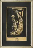 Jerzy Duda-Gracz, Wędrowiec, z serii Judaica, 1964, linoryt poprawiony tuszem, papier