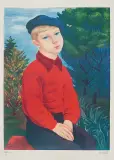 Portret chłopca w granatowym berecie by Moïse Kisling, litografia barwna, papier, sold Nov 2011