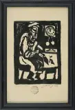 Jerzy Duda-Gracz, Szewc, z cyklu Judaica, 1964, linoryt (poprawiony tuszem), papier kremowoszary