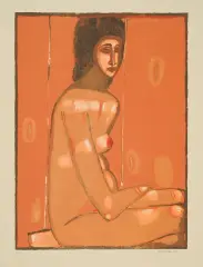 Jerzy Nowosielski, Akt siedzący, 1997, serigrafia barwna, papier
