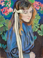 Stanisław Wyspiański, PORTRET LIZY PAREŃSKIEJ (WŚRÓD PELARGONII), 1904, pastel, papier