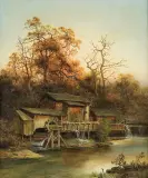 Edmund Höd, STARY MŁYN W GÓRACH, 1875, olej, płótno