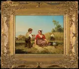 Henri Josef Dillens, GNIAZDKO PTASIE. PISKLĘTA, 1855, olej, deska