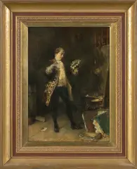 Joseph Emanuel Weiser, W PRACOWNI MALARZA, olej, deska