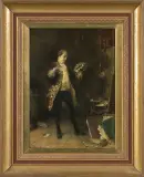 Joseph Emanuel Weiser, W PRACOWNI MALARZA, olej, deska