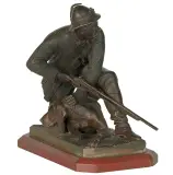 Johann (Hans) Heidepriem, MYŚLIWY Z PSEM, brąz patynowany, marmur