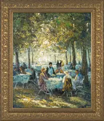 Alexander Thiele, OGRÓDEK PIWNY W MONACHIUM, olej, płótno