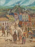 CHRYSTUS NA WZGÓRZU, z cyklu KRZYŻ by Edward Dwurnik, 1979, olej, płótno, sold Oct 2011